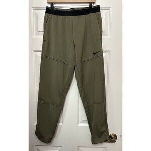 Size M Men Nike Pro Pants Green Dri-Fit Fleece Fitness Texture Stripe DV9910-222